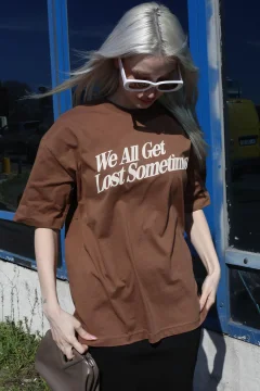 تي شيرت نسائي بني - Фото 4