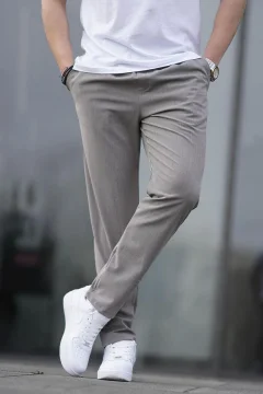 Khaki Straight Leg Men's Trousers 6530 - Фото 1