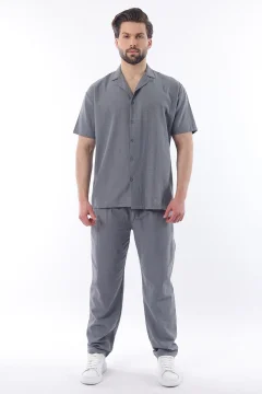 طقم قميص وبنطال رجالي باللون الرمادي - Фото 2