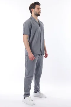 طقم قميص وبنطال رجالي باللون الرمادي - Фото 8