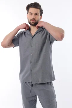 طقم قميص وبنطال رجالي باللون الرمادي - Фото 5