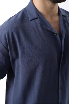 طقم قميص وبنطال رجالي باللون الأزرق الداكن - Фото 7