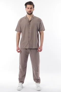 طقم قميص وبنطال رجالي باللون البني - Фото 3