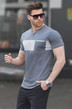 Smoked Pocket Detailed Regular Fit Men's T-Shirt 6094 - Фото 1