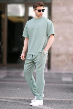Mint Green Oversize Short Sleeve Tracksuit Set 5954 - Фото 1