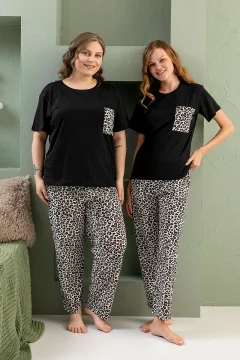 طقم بيجامة نسائي باللون الاسود - Фото 2