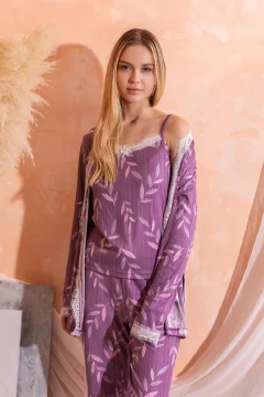 طقم نسائي مزين بالدانتيل مع ثوب باللون الارجواني - Фото 8