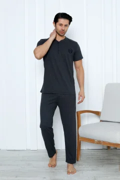 طقم بيجامة قطن رجالي 3 قطع - Фото 6