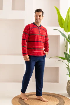 طقم بيجامة قطبية مخططة للرجال - Фото 5