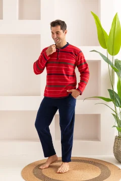 طقم بيجامة قطبية مخططة للرجال - Фото 3