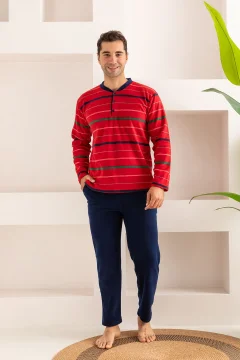 طقم بيجامة قطبية مخططة للرجال - Фото 4