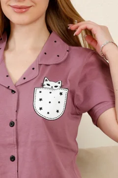 طقم بيجامة نسائي باللون الارجواني - Фото 4