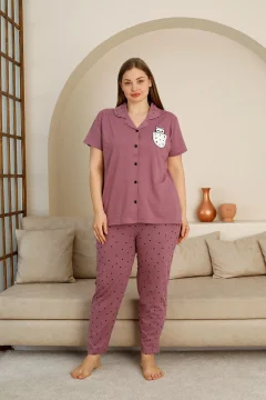 طقم بيجامة نسائي باللون الارجواني - Фото 5