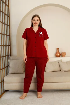 طقم بيجامة نسائي أحمر - Фото 5