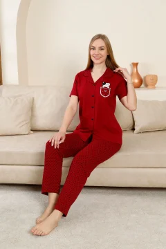 طقم بيجامة نسائي أحمر - Фото 3