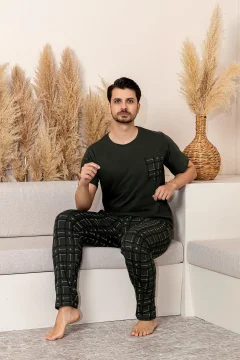 طقم بيجامة رجالي صيفي بأكمام قصيرة - Фото 9