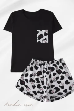 طقم بيجامة نسائي باللون الاسود - Фото 2