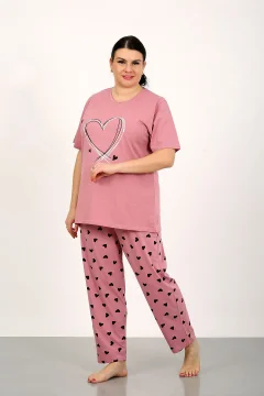 100% Cotton Large Size Short Sleeve Women's Pajamas Set - Фото 1