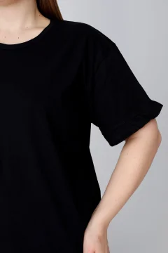 طقم بيجامة نسائي مكشكش مكون من 3 قطع باللون الاسود - Фото 9