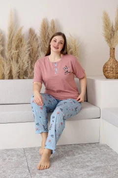 طقم بيجامة نسائي بأكمام قصيرة - Фото 2