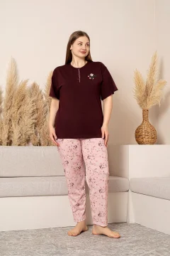 طقم بيجامة نسائي بأكمام قصيرة - Фото 2