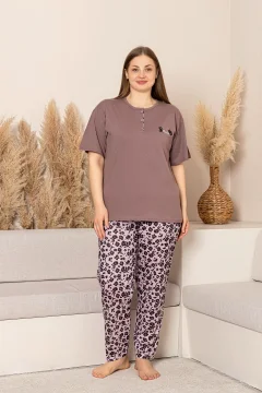 Cotton Plus Size Short Sleeve Women's Pajamas Set - Фото 1