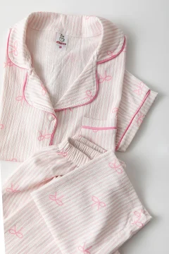 Short Sleeve Shirt Collar Women's Pajama Set - Summer Women's Pajamas- Plus Size Range - Фото 1