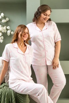 طقم بيجامات نسائي بأكمام قصيرة وياقة قميص - Фото 7