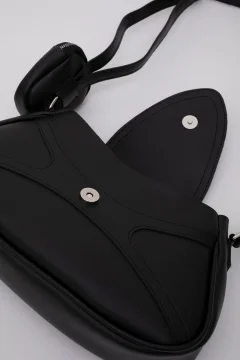 حقيبة يد وكتف من الجلد الصناعي باللون الأسود مع محفظة ذات حجرة واحدة، - Фото 9