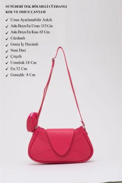 فوشيا محفظة من الجلد الصناعي ذات حجرة واحدة للذراع والكتف - Фото 3