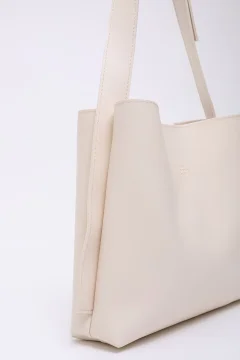 حقيبة كتف باللون الكريمي - Фото 9