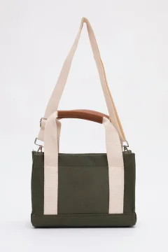 حقيبة الكتف كاكي أخضر قماش حزام قابل للتعديل - Фото 4