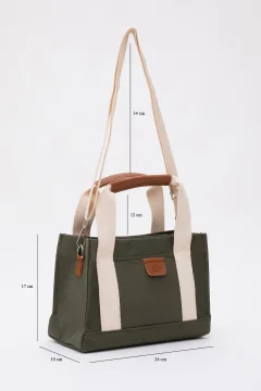 حقيبة الكتف كاكي أخضر قماش حزام قابل للتعديل - Фото 6