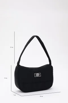 حقيبة يد وكتف نسائية باللون الأسود بسحاب واحد - Фото 2