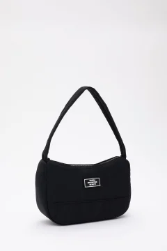 حقيبة يد وكتف نسائية باللون الأسود بسحاب واحد - Фото 4