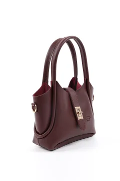 حقيبة يد وكتف باللون العنابي - Фото 2