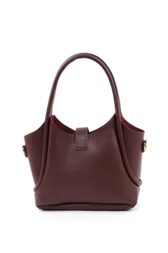 حقيبة يد وكتف باللون العنابي - Фото 3