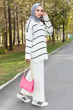 Striped Knitwear Suit Tsd220905 White - Фото 1