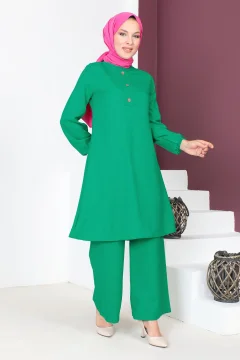 بدلة مزدوجة بأزرار باللون الأخضر - Фото 4