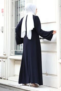 عباية نسائي منقوشة و مطرزة باللون الأزرق الداكن - Фото 9