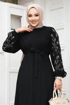 عباية نسائي انيقة ومطرزة باللون الأسود - Фото 6