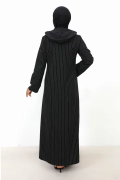 عباية نسائي طويلة بازرار باللون الاسود - Фото 5