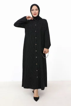 Ahsen Full-length Buttoned Cape TSD231206 Black - Фото 1