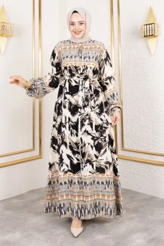 فستان فيسكوز منقوش باللون البيج - Фото 8