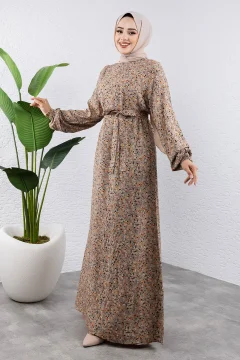 فستان نسائي ملون بطبعة زهور باللون المنك - Фото 8