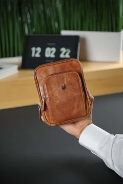 حقيبة يد من الجلد الطبيعي Tıguan Tan - Фото 6