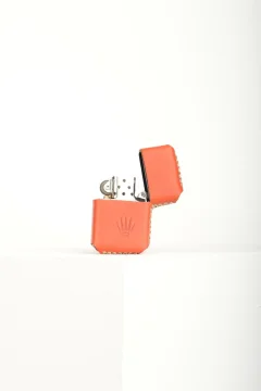 ولاعة بنزين مع غلاف من الجلد الاصلي باللون البرتقالي الفاتح - Фото 7