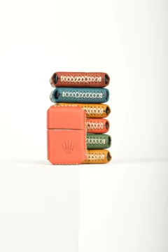 ولاعة بنزين مع غلاف من الجلد الاصلي باللون البرتقالي الفاتح - Фото 9