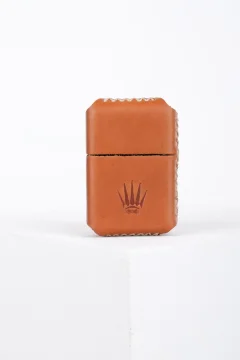 ولاعة بنزين مع غلاف من الجلد الاصلي باللون البني - Фото 2