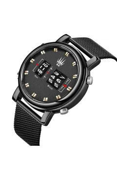 ساعة يد بتصميم شبكي أسود - Фото 3